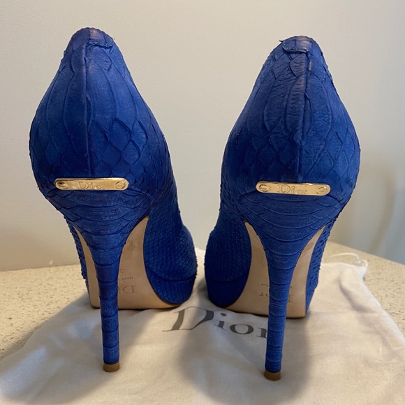 Dior Blue Lizard Peep Toe Pump - Picture 6 of 8